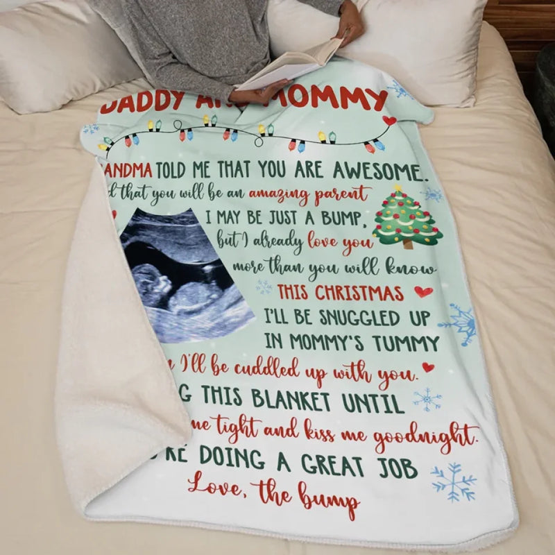 Custom Photo I'll Be Cuddled Up With You - Family Personalized Custom Blanket - Baby Shower Gift, First Christmas Gift, Christmas Gift For First Mom
