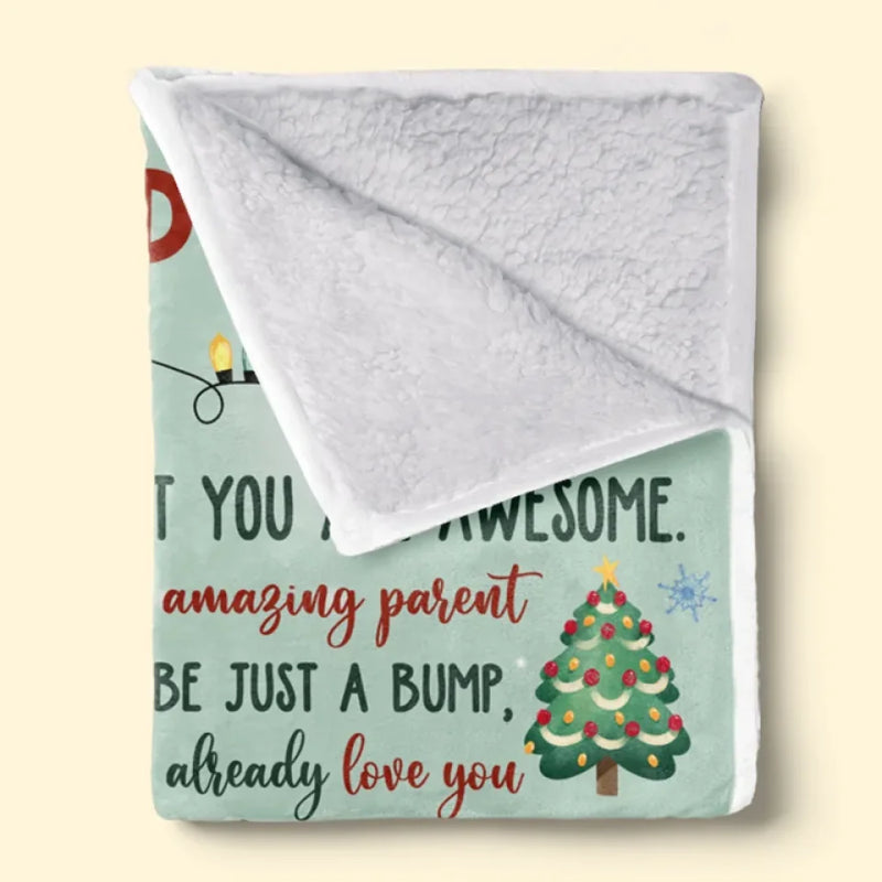 Love Kisses And Kicks From Baby Bump - Family Personalized Custom Blanket - Baby Shower Gift, First Christmas Gift, Christmas Gift For First Mom