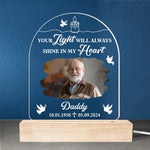 Custom Photo Memorial Gifts for Dad - Personalized Acrylic LED Light