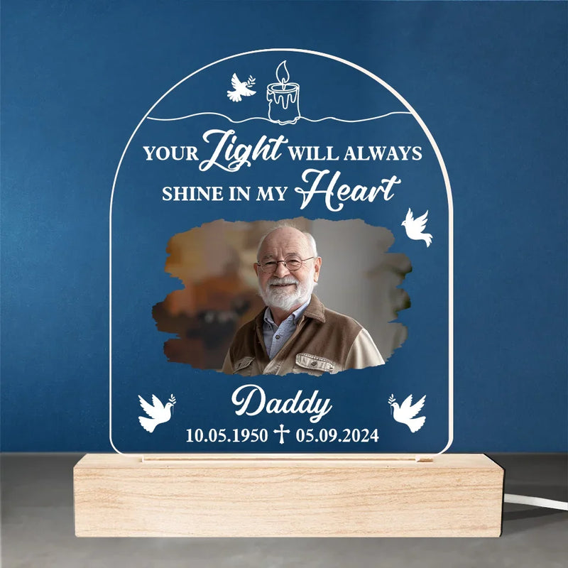 Custom Photo Memorial Gifts for Dad - Personalized Acrylic LED Light