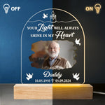 Custom Photo Memorial Gifts for Dad - Personalized Acrylic LED Light