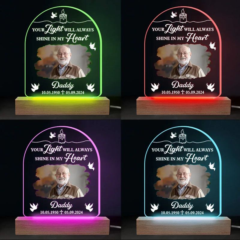 Custom Photo Memorial Gifts for Dad - Personalized Acrylic LED Light