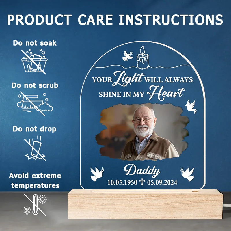 Custom Photo A Shining Soul That Will Never Be Forgotten - Memorial Personalized Custom Shaped 3D LED Light - Sympathy Gift For Family Members