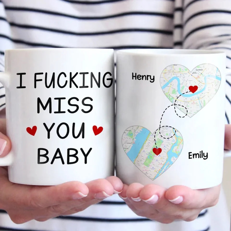Custom Name Long Distance Couple Gifts - Personalized Mugs
