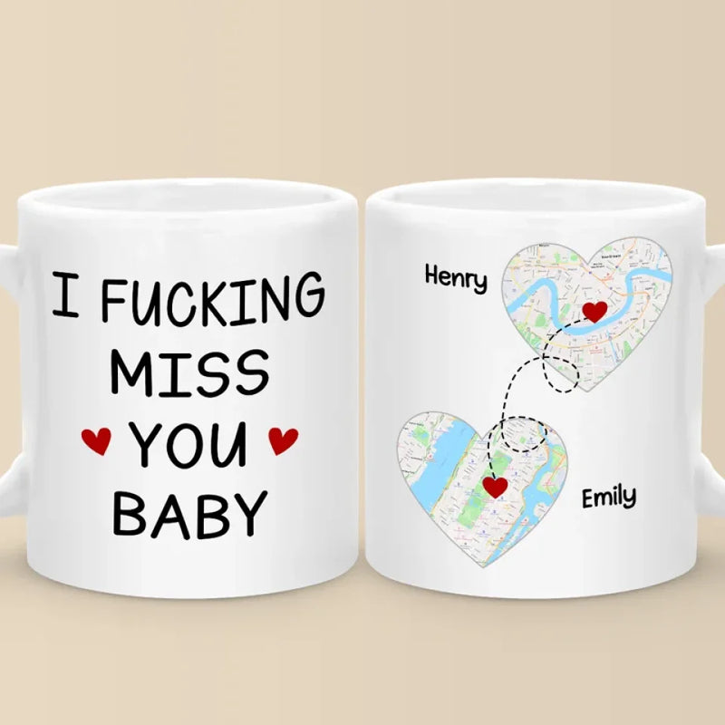 Custom Name Long Distance Couple Gifts - Personalized Mugs