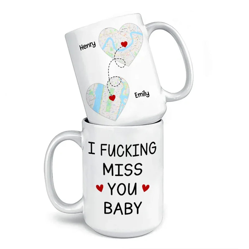 Custom Name Long Distance Couple Gifts - Personalized Mugs