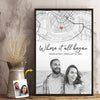 Custom Photo Location Map The Beginning Of Forever - Couple Personalized Custom Map Vertical Poster - Map Art, Christmas Gift For Husband Wife, Anniversary