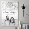 Custom Photo Location Map The Beginning Of Forever - Couple Personalized Custom Map Vertical Poster - Map Art, Christmas Gift For Husband Wife, Anniversary