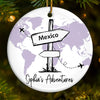 Travel All Around The World - Travel Personalized Custom Ornament - Ceramic Round Shaped - Christmas Gift For Family Members, Gift For Adventure Travel Lovers