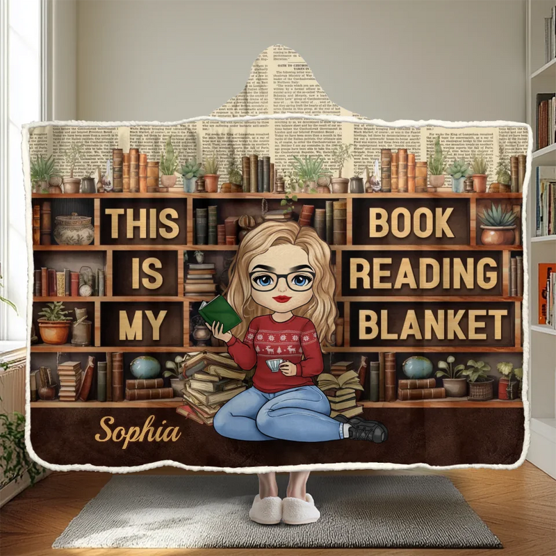 This Is My Book Reading Blanket - Personalized Custom Snuggle Blanket, Hoodie Blanket - Christmas Gift For Book Lovers