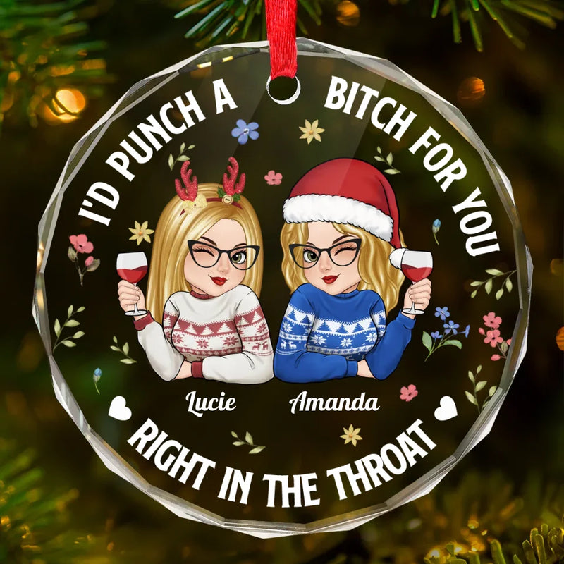 Besties Make Life Sweeter - Bestie Personalized Custom Circle Glass Ornament - Christmas Gift For Best Friends, BFF, Sisters