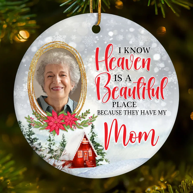 Custom Photo Memorial Mom Christmas Gift - Personalized Ceramic Ornament