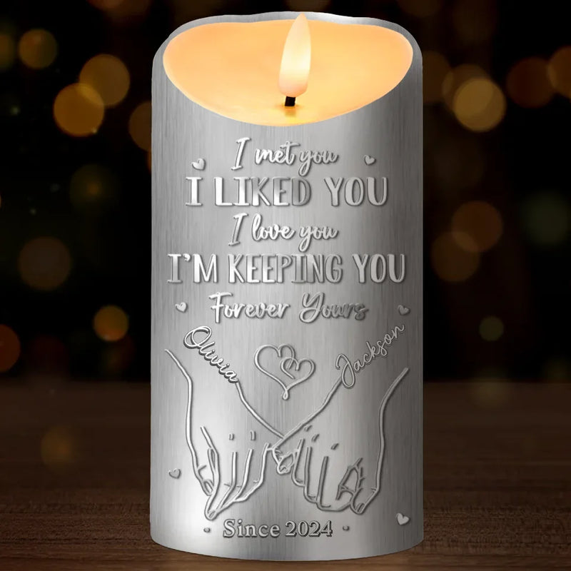 I Don't Need A Perfect Life, Just Your Hand In Mine - Couple Personalized Custom LED Candle - Christmas Gift For Husband Wife, Anniversary