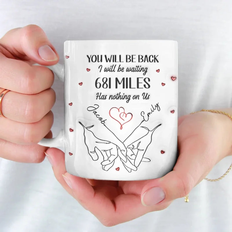 No Distance Is Too Far For Us - Couple Personalized Custom 3D Inflated Effect Printed Mug - Gift For Husband Wife, Anniversary, Long Distance Relationship