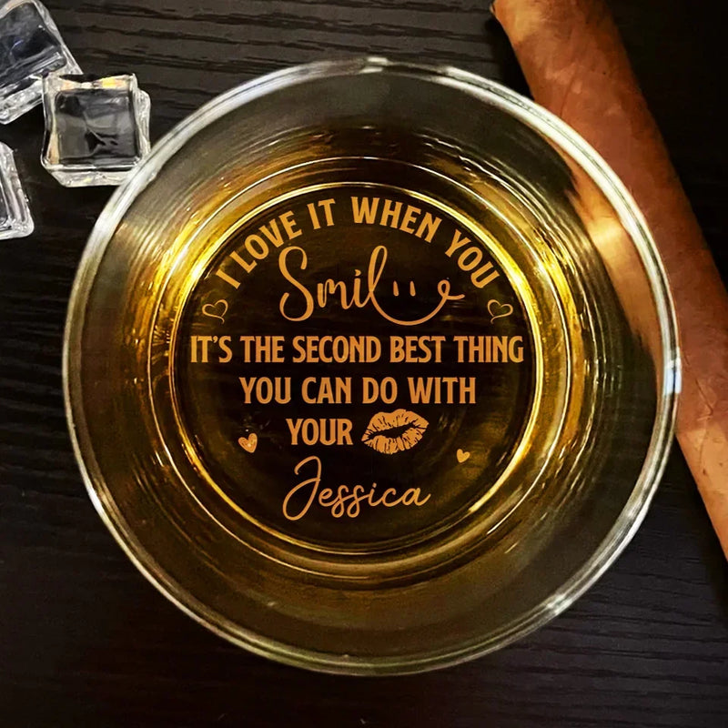 With You, Love Feels Easy - Couple Personalized Custom Whiskey Glass - Gift For Husband Wife, Anniversary