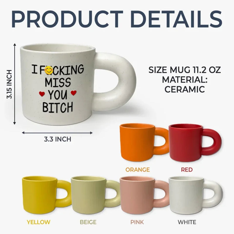 Never Too Far To Have Coffee Together - Bestie Personalized Custom Chunky Mug - Gift For Best Friends, BFF, Sisters