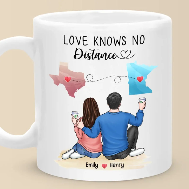 Custom Name Long Distance Couple Gifts - Personalized Mugs