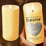 Custom Name Map Wedding Gifts for Couples - Personalized LED Candle