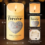 Custom Name Map Wedding Gifts for Couples - Personalized LED Candle