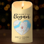 Custom Name Map Wedding Gifts for Couples - Personalized LED Candle