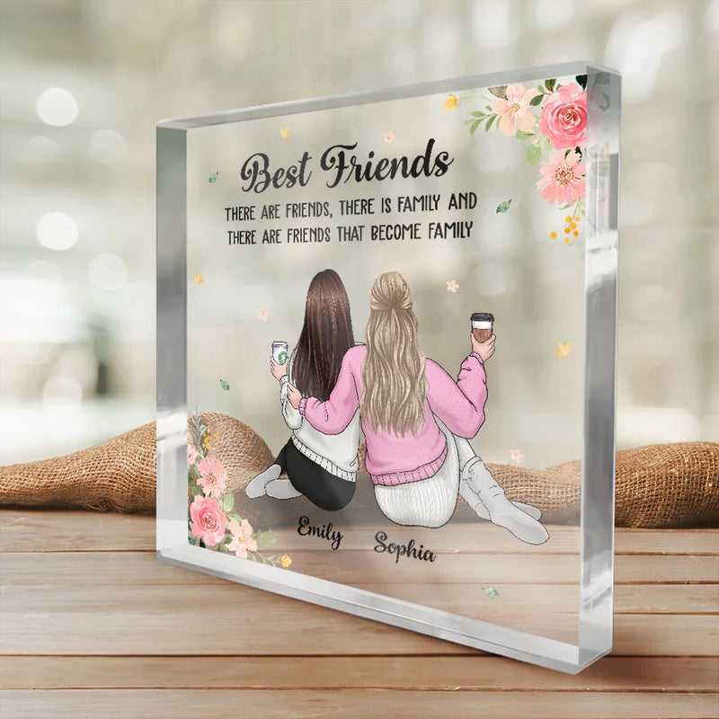 Friends Who Slay Together, Stay Together - Bestie Personalized Custom Square Shaped Acrylic Plaque - Christmas Gift For Best Friends, BFF, Sisters
