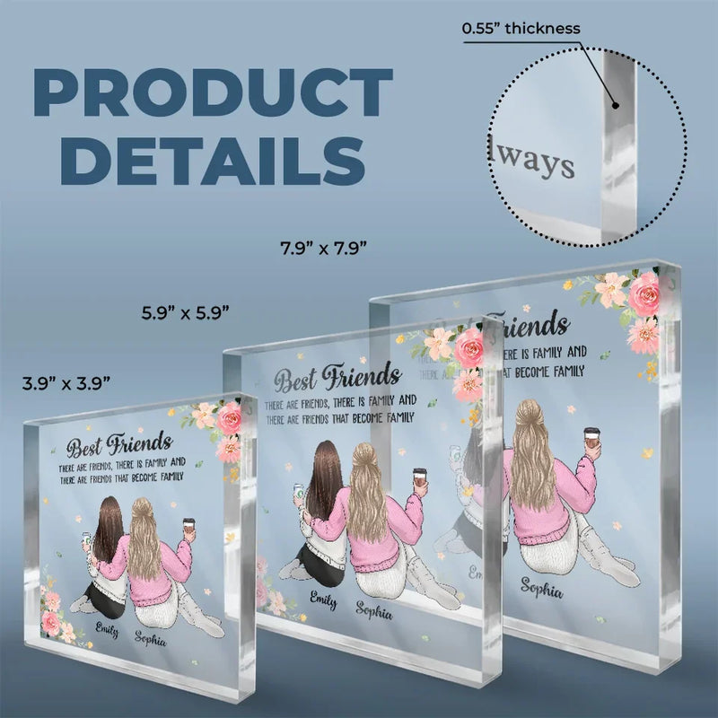 Friends Who Slay Together, Stay Together - Bestie Personalized Custom Square Shaped Acrylic Plaque - Christmas Gift For Best Friends, BFF, Sisters