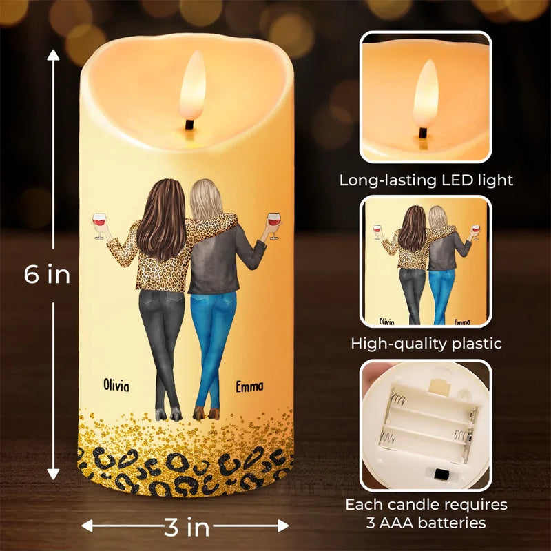 Having Fun Is The Best Way To Spend A Day - Bestie Personalized Custom LED Candle - Christmas Gift For Best Friends, BFF, Sisters
