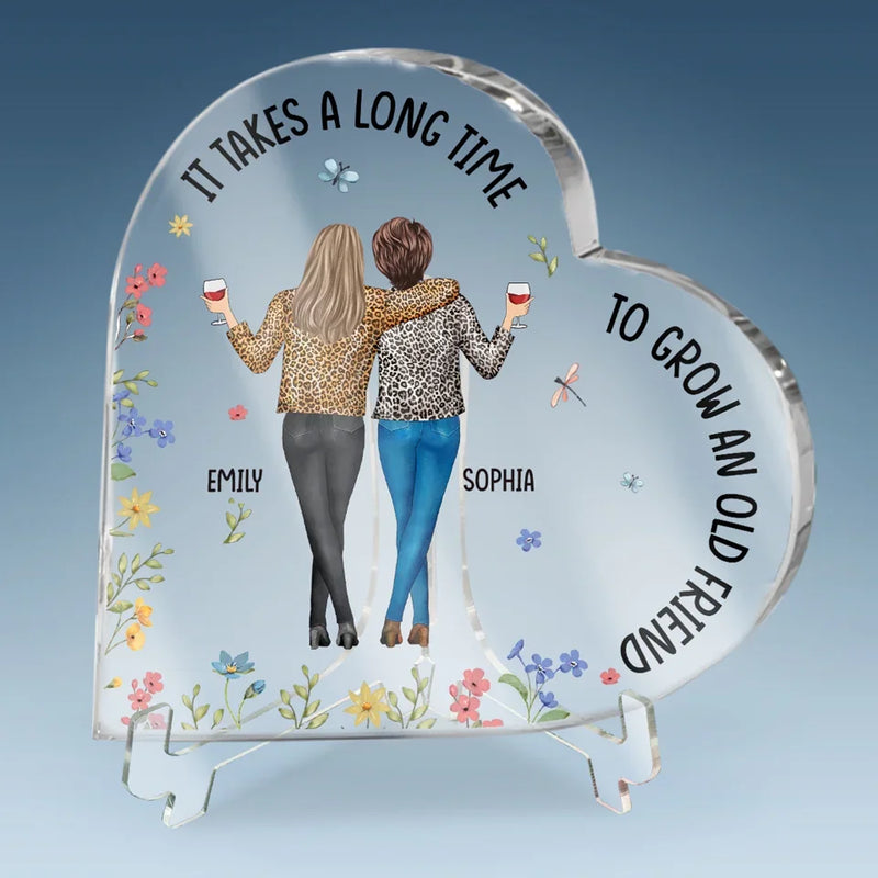 Cheers To The Good Times And Great Friends - Bestie Personalized Custom Heart Shaped Acrylic Plaque - Christmas Gift For Best Friends, BFF, Sisters
