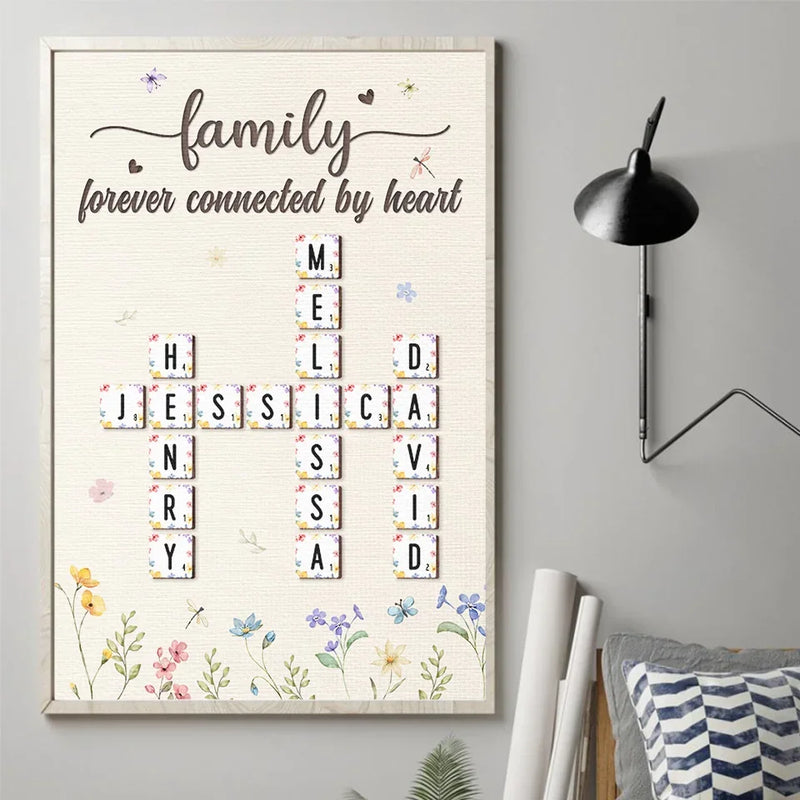 Forever Connected By Heart - Family Personalized Custom Vertical Poster - Gift For Family Members, Siblings, Brothers, Sisters, Best Friends