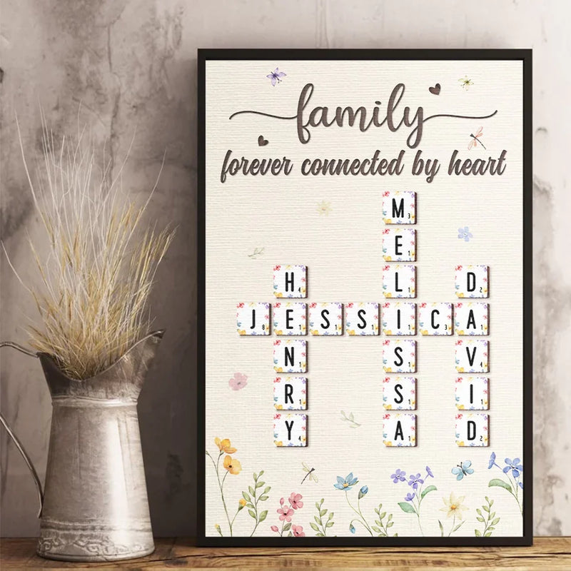Forever Connected By Heart - Family Personalized Custom Vertical Poster - Gift For Family Members, Siblings, Brothers, Sisters, Best Friends