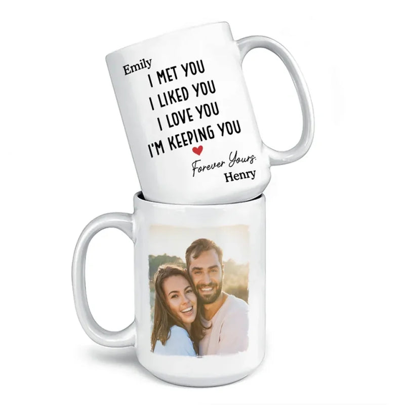 Custom Photo It Started With You And Stays With You - Couple Personalized Custom Mug - Gift For Husband Wife, Anniversary