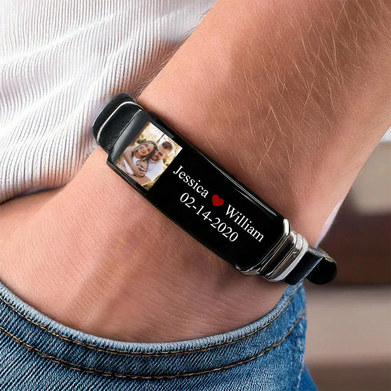 Custom Photo I Love You Always And Forever - Couple Personalized Custom Bracelet - Gift For Husband Wife, Anniversary