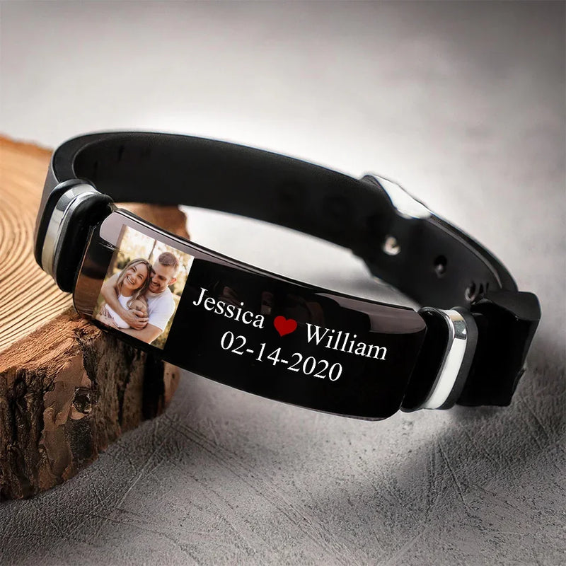 Custom Photo I Love You Always And Forever - Couple Personalized Custom Bracelet - Gift For Husband Wife, Anniversary