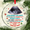 Custom Photo This Christmas I'll Be Snuggled In Mommy's Belly - Family Personalized Custom Circle Glass Ornament - Christmas Gift For Baby Kids, Newborn Baby