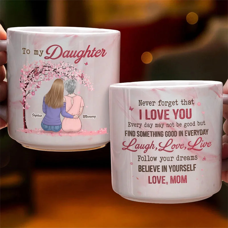 Custom Name Daughter Gifts from Mom - Personalized Marble Mug