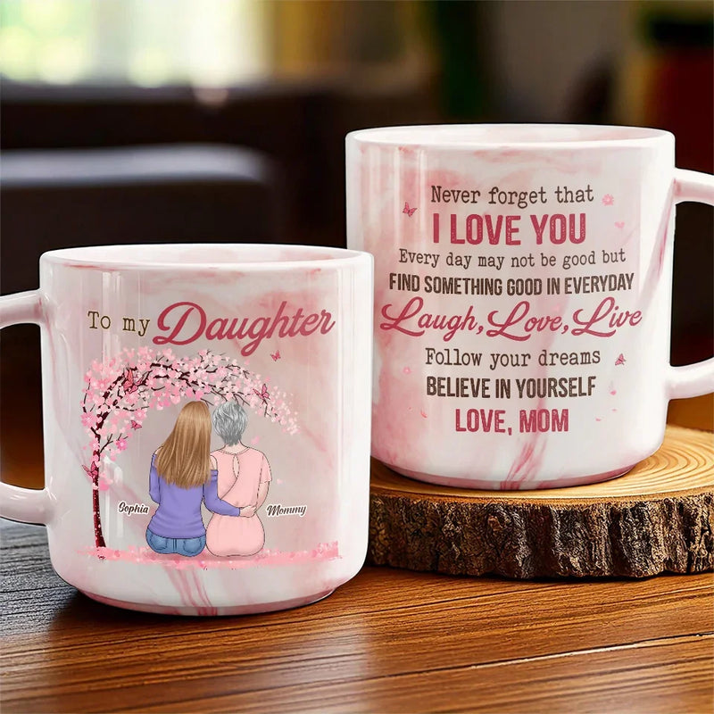 Custom Name Daughter Gifts from Mom - Personalized Marble Mug