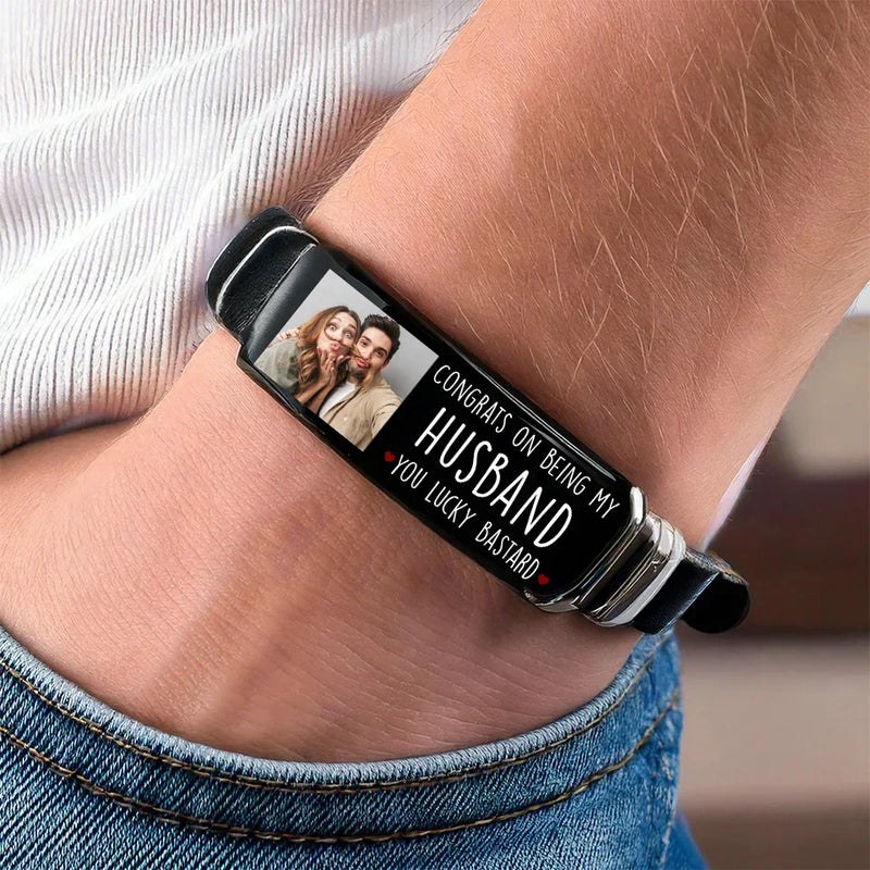 Custom Photo Funny Husband Gifts - Personalized Bracelet