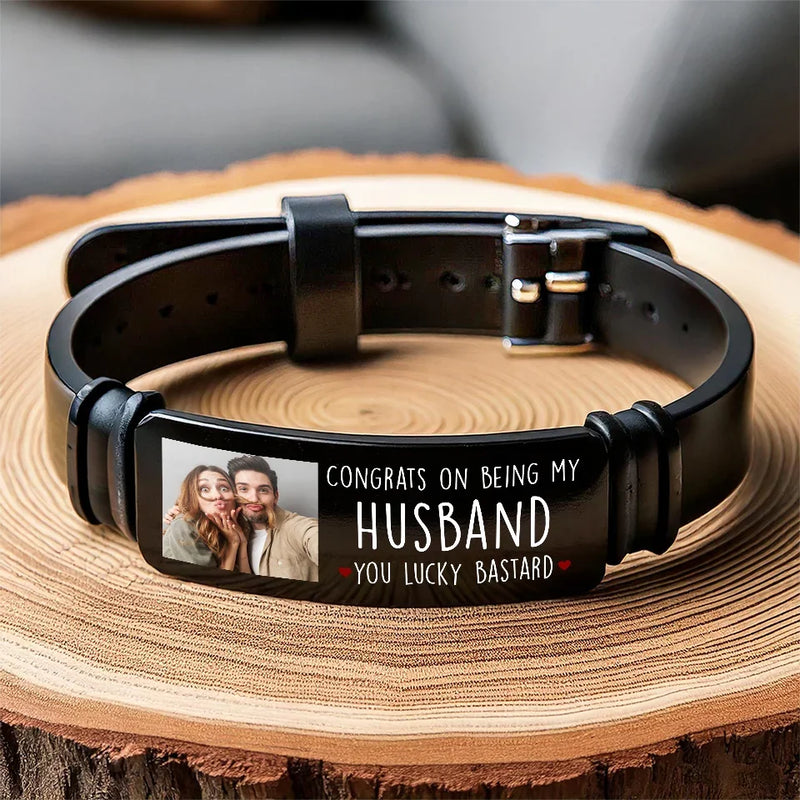 Custom Photo Funny Husband Gifts - Personalized Bracelet