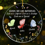 Custom Name Sister Butterfly Gifts - Personalized Ornament