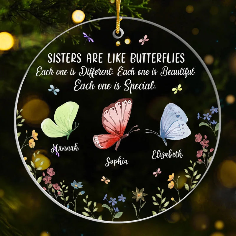 Custom Name Sister Butterfly Gifts - Personalized Ornament