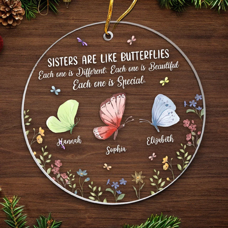 Custom Name Sister Butterfly Gifts - Personalized Ornament