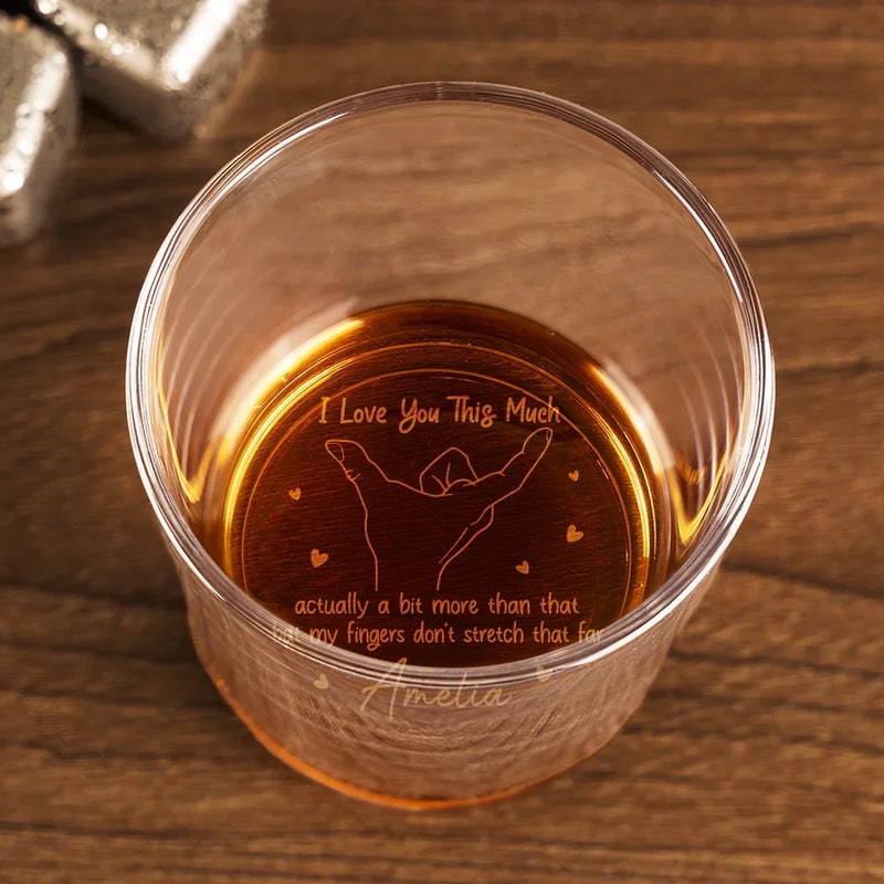 My Love Outgrows Every Boundary - Couple Personalized Custom Whiskey Glass - Gift For Husband Wife, Anniversary