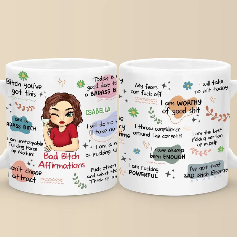 Custom Name Bad Bitch Affirmation Gifts for Women - Personalized Mugs