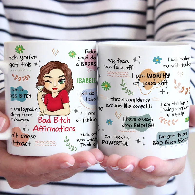 Custom Name Bad Bitch Affirmation Gifts for Women - Personalized Mugs