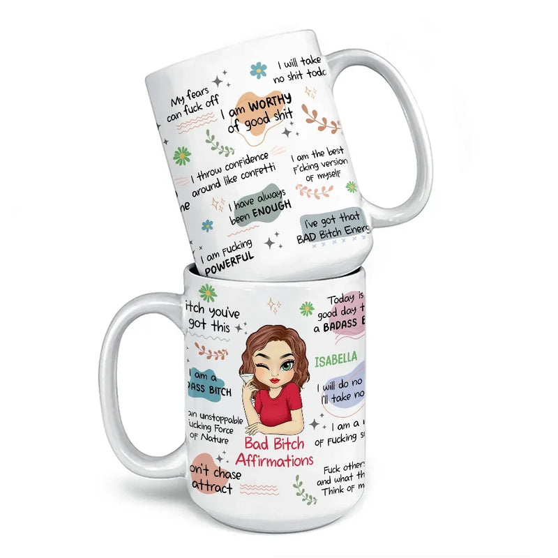 Custom Name Bad Bitch Affirmation Gifts for Women - Personalized Mugs