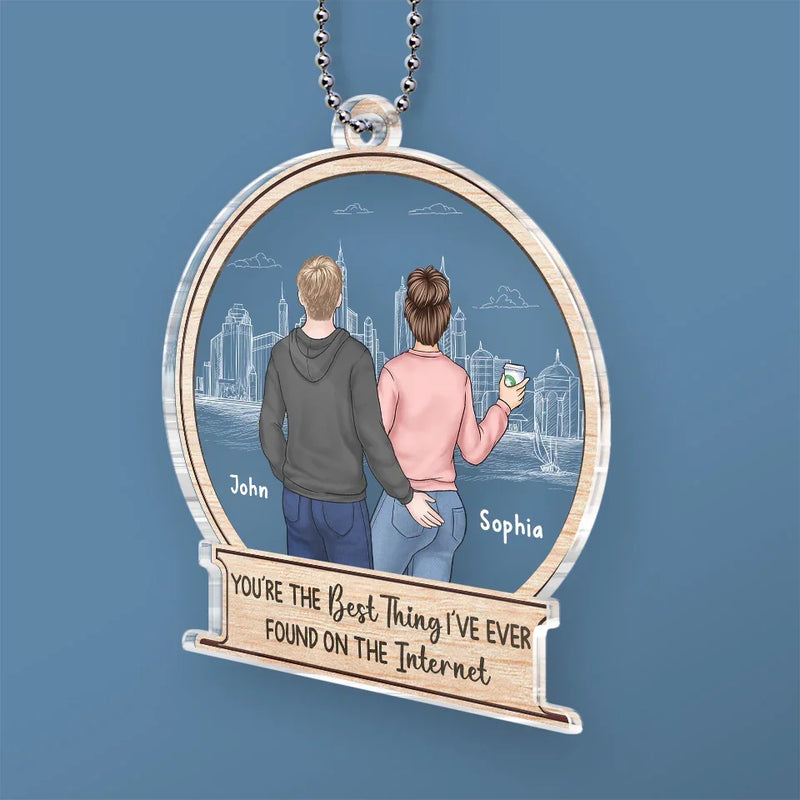 Custom Name Couple City Gifts - Personalized Car Ornament