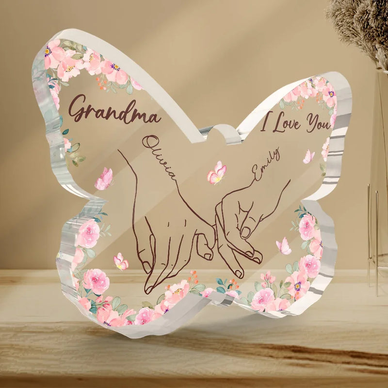Custom Grandma I Love You Butterfly Gifts - Personalized Shaped Acrylic Plaque