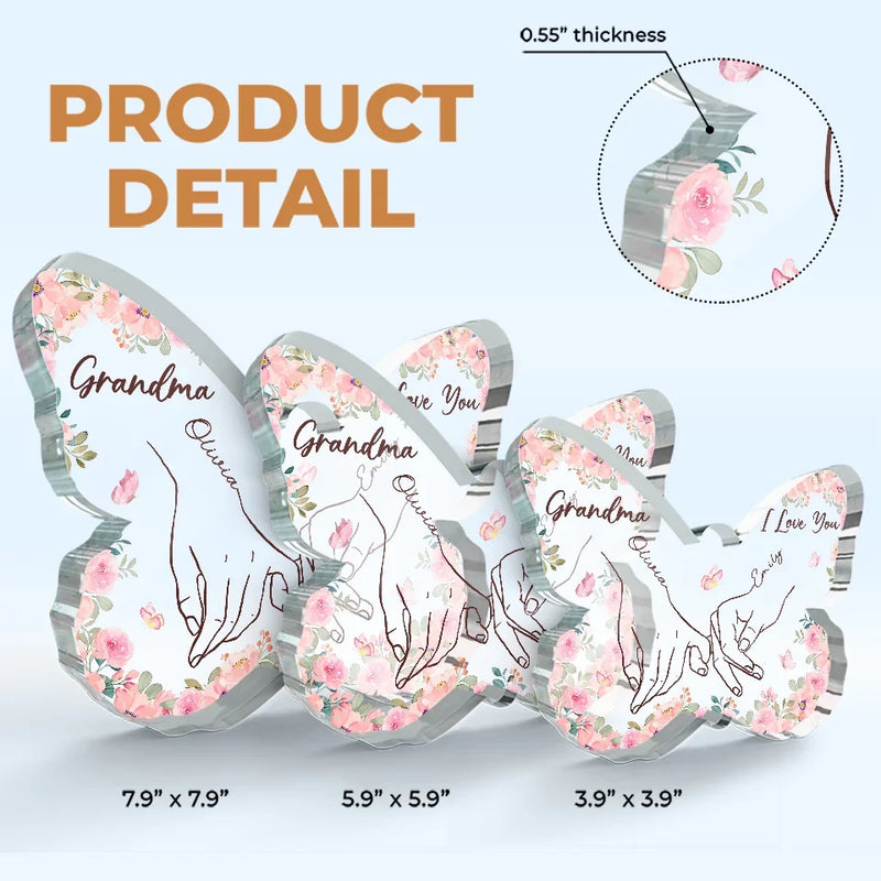 Custom Grandma I Love You Butterfly Gifts - Personalized Shaped Acrylic Plaque