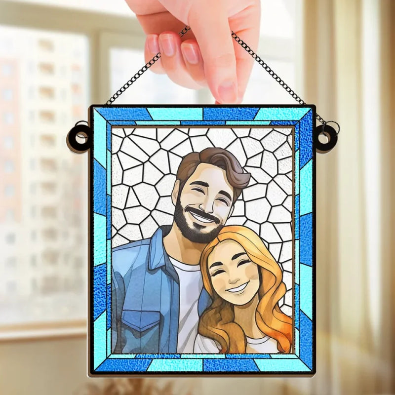 Custom Photo Better Together - Couple Personalized Window Hanging Suncatcher Ornament - Gift For Husband Wife, Anniversary