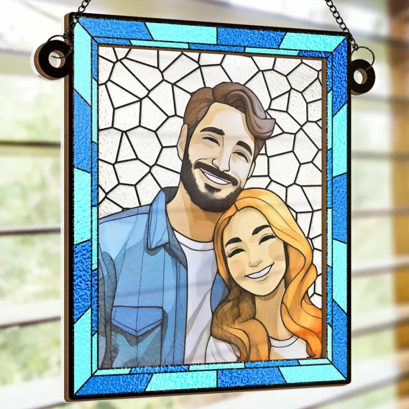 Custom Photo Better Together - Couple Personalized Window Hanging Suncatcher Ornament - Gift For Husband Wife, Anniversary